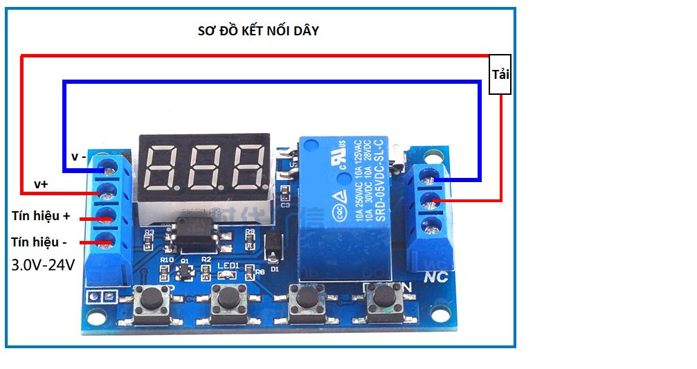 Sơ đồ kết nối Delay 6 - 30V 10A